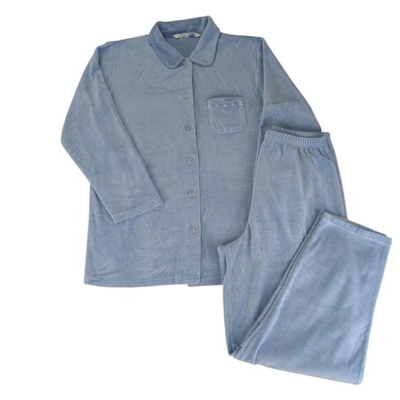 VTG Victoria's Secret Country Pajama Set Long Sleeve Pants‎ Velour Fleece Medium - Picture 1 of 10